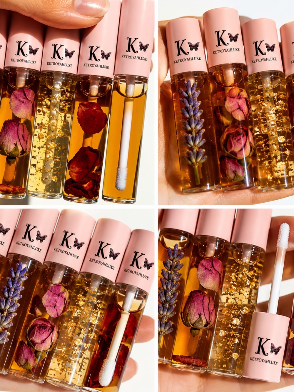 KetroyaHluxe Rose & Gold Lip Gloss - Pink Cap